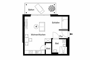 Beispiel 1-Zimmer-Wohnung